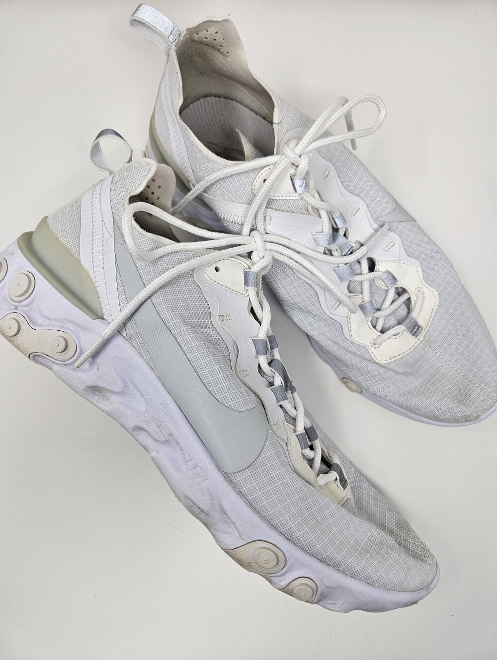 Nike Men's 11.5 React Element 55 Pure Platinum Sneakers Athleisure BQ6167